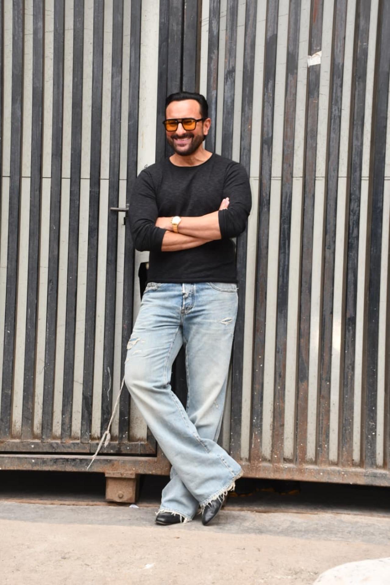 Saif Ali Khan exuded effortless charm as he was spotted out and about in the city, rocking a sleek black long-sleeve tee paired with light-blue denim.